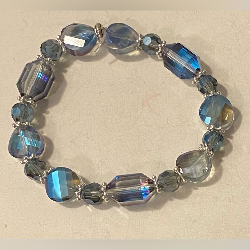 NEW #1  Silver-blue glass bracelet